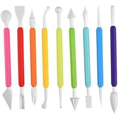 FONDANT MODELING TOOLS MULTI COLOR 9 PCS SET