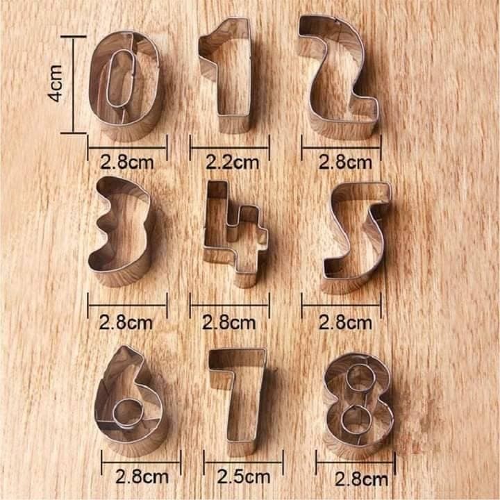 Numeric Cookie Cutter Stainless Steel 9 Pcs Pack.