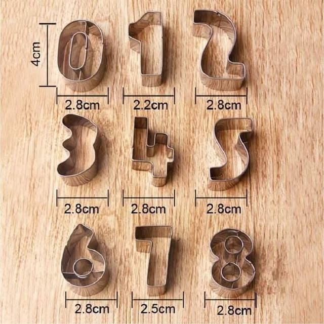 Numeric Cookie Cutter Stainless Steel 9 Pcs Pack.