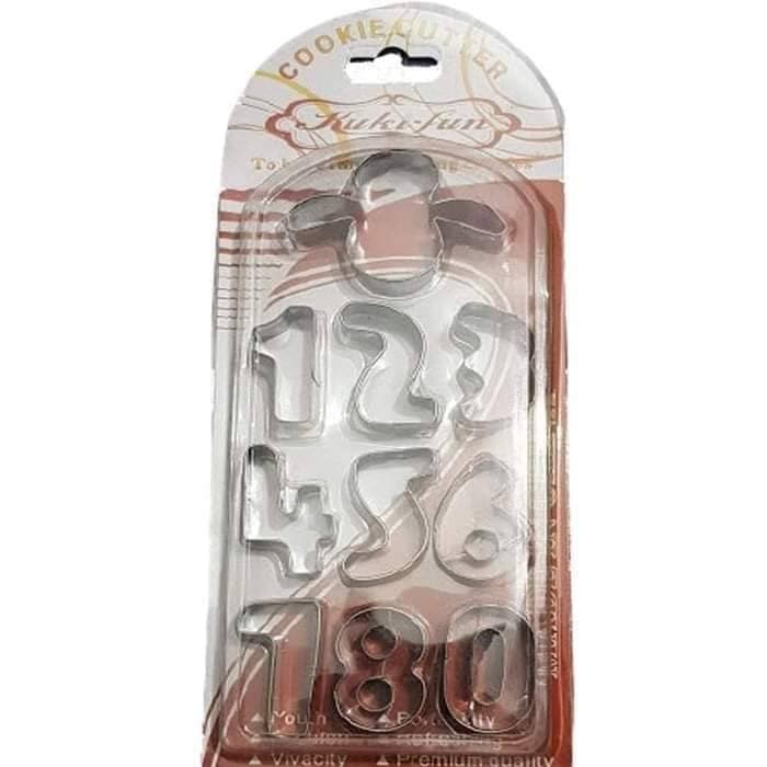 Numeric Cookie Cutter Stainless Steel 9 Pcs Pack.